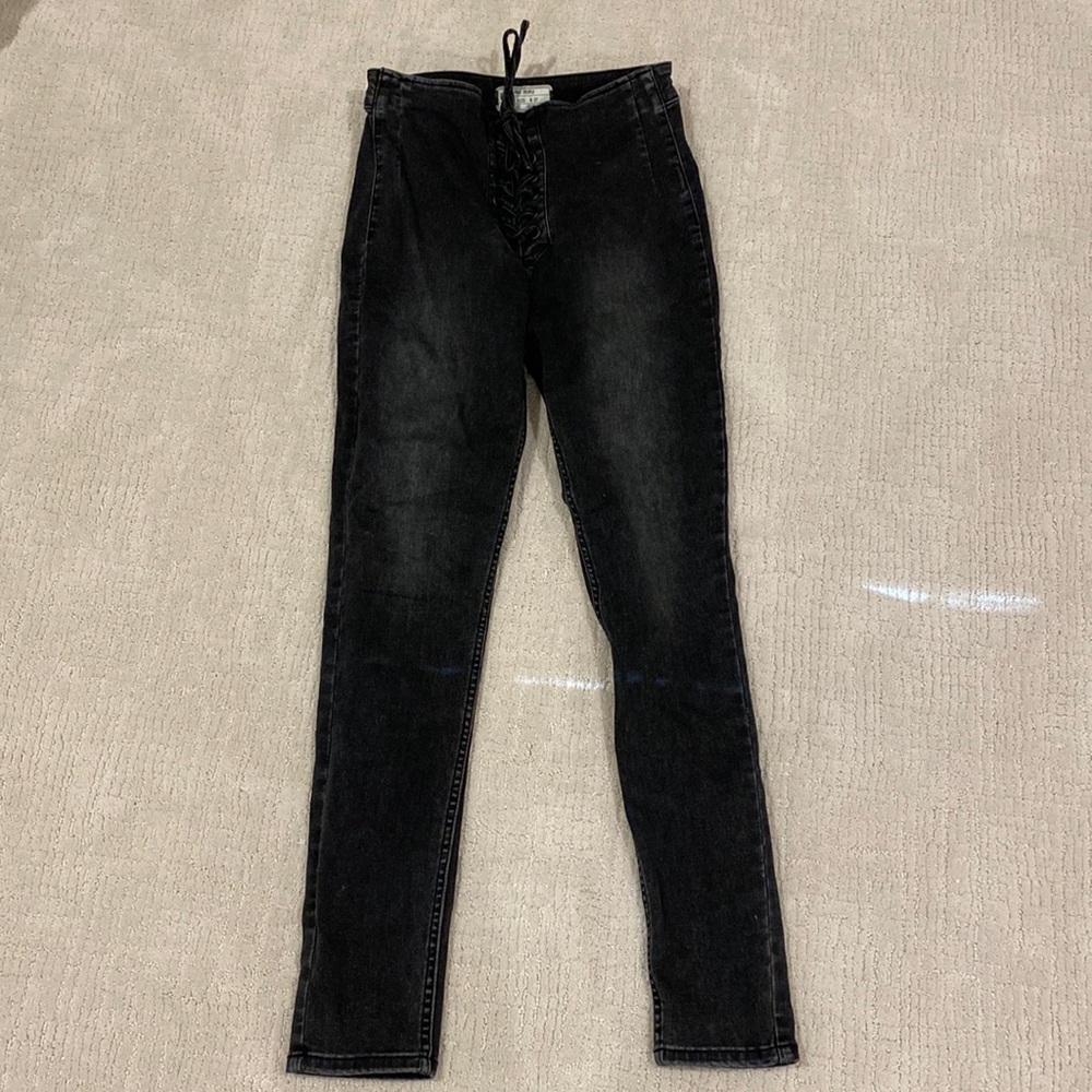Free People Black lace up jeans size 27